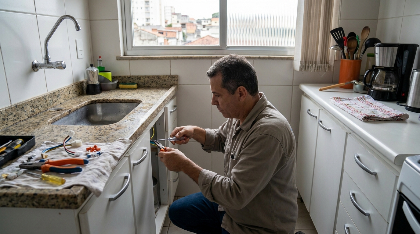 Eletricista instalando torneira eletrica em Ipatinga‑MG