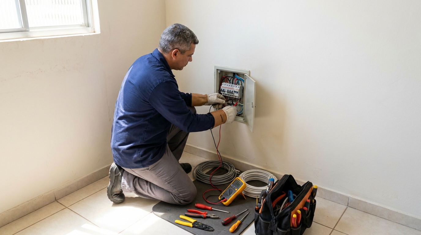 Eletricista realizando manutencao em Ipatinga‑MG