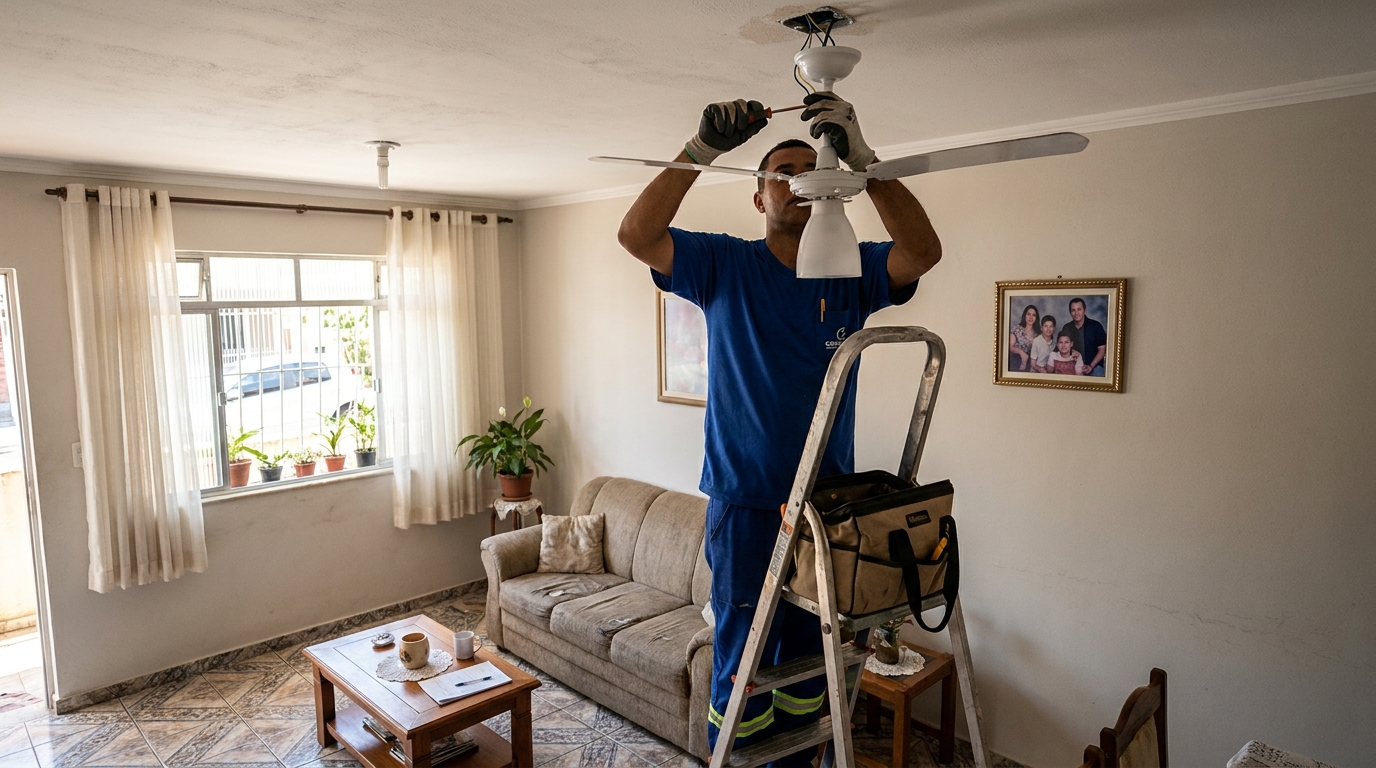 Instalacao de ventilador de teto residencial em Ipatinga‑MG
